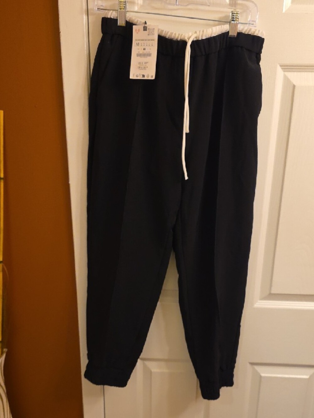ZARA Navy Jogger Sweatpants with White Drawstring - Picture 5 of 9